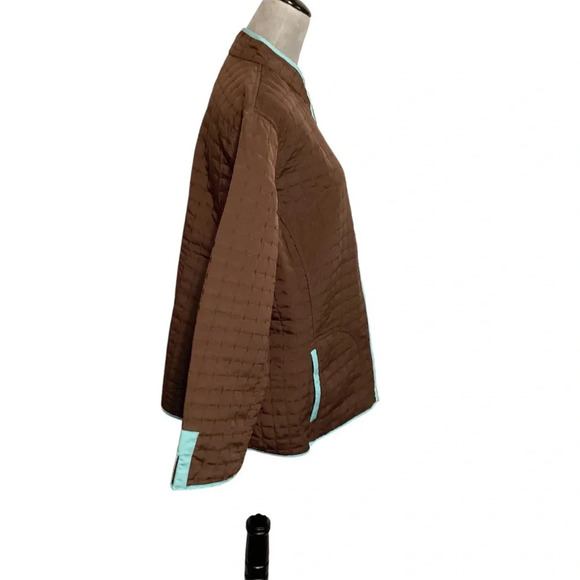Susan Graver jacket Sz 1X reversible quilted brown & turquoise unique … - Picture 3 of 12